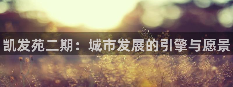 开心彩平台注册：凯发苑二期：城市发展的引擎与愿景